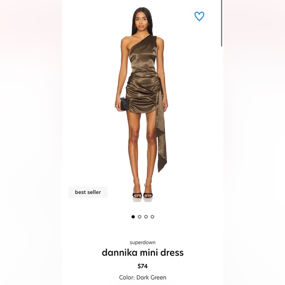 superdown Dresses & Skirts - Superdown Olive One-Shoulder Mini Dress